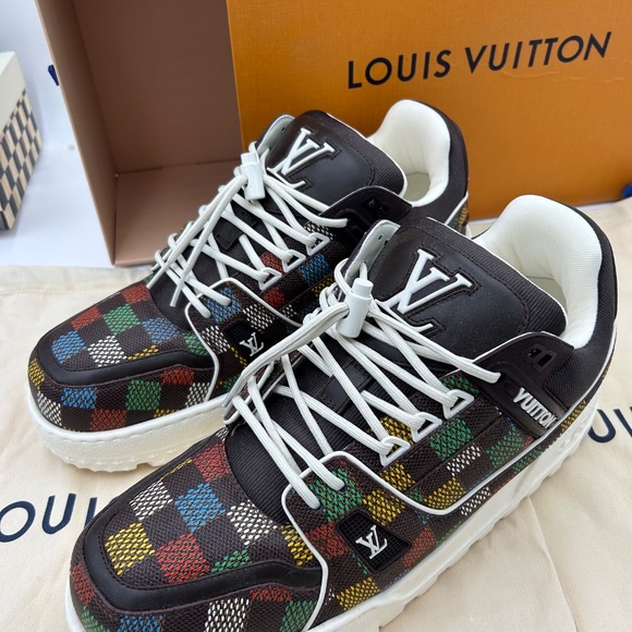 Men’s Louis Vuitton, LV trainer sneakers, Damier pattern Virgil Abloh size 10 - Picture 7 of 13
